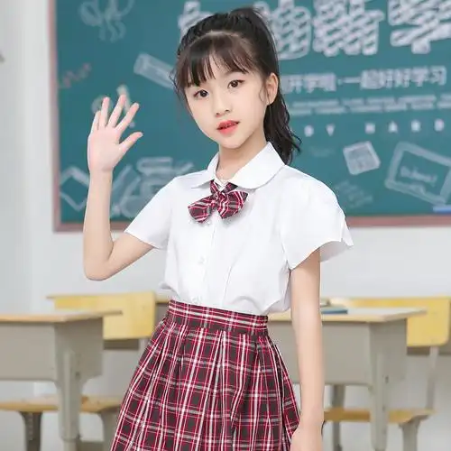 短袖衬衫深圳校服小学生礼服统一女款夏装制服校服