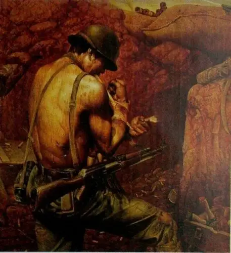 对越自卫反击战士兵的油画图片