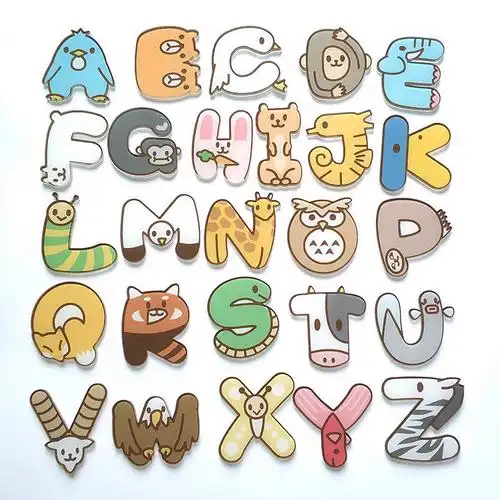 款可爱卡通勋章动物英文字母数字别针徽章一套装亚克力胸针袖扣款动物