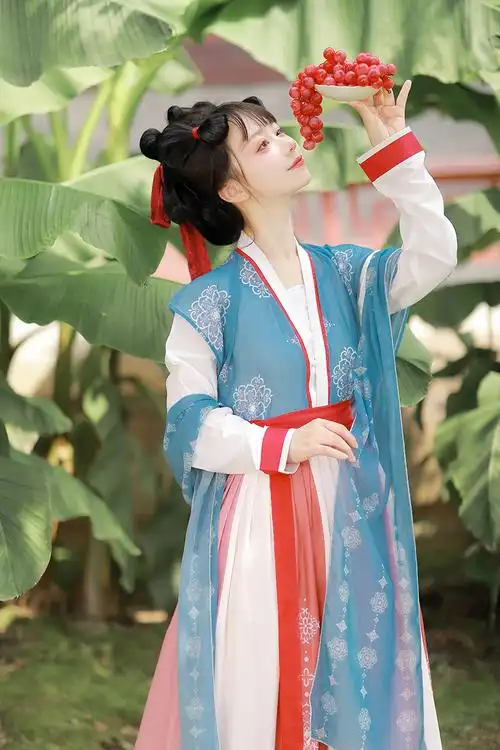 千诗墨汉服女正品原创唐制褙子齐腰褶裙日常白菜全套中国风古装秋