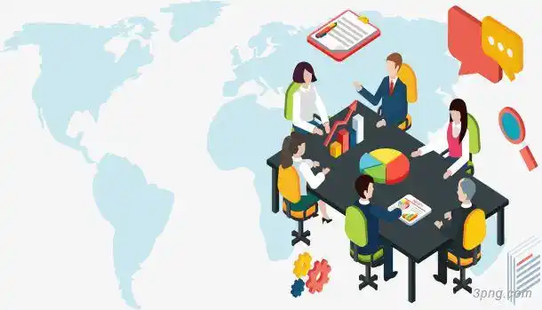 立体效果多人会议png素材透明免抠图片-装饰效果