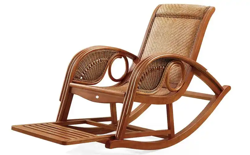 裕达家具藤匠世家8008藤木摇椅真藤躺椅榉木框架印尼藤条手工制作