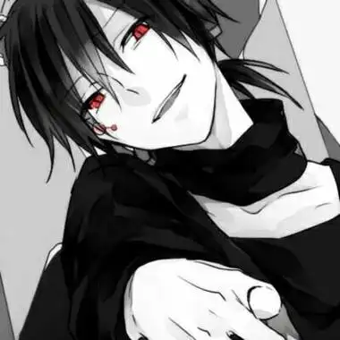 二次元男生头像黑白红瞳