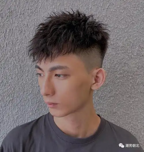 第2款:摩根烫发型最近一两年,很多男生喜欢把头发往上梳起来,打造出