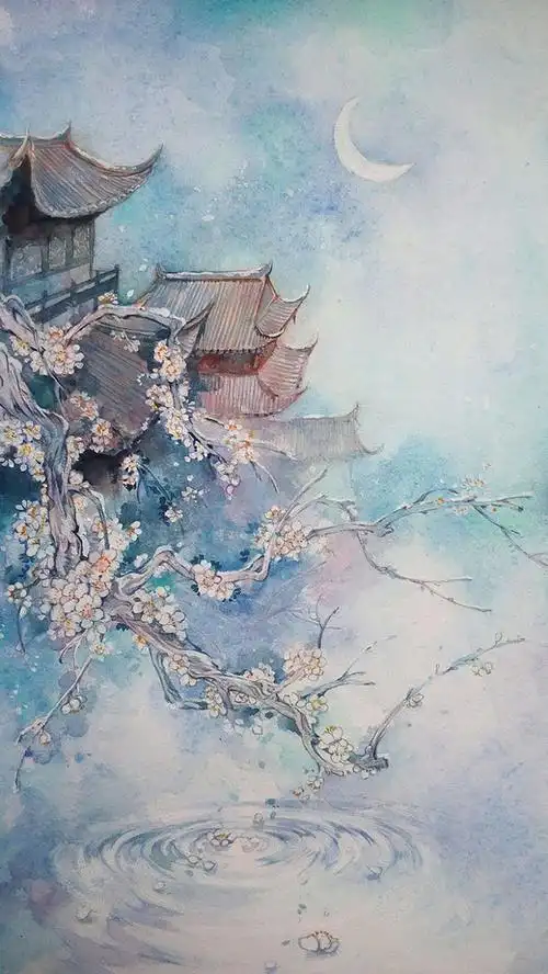 水彩手绘中国风建筑