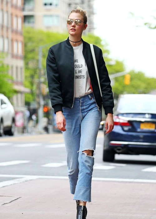 今年流行的飞行员夹克牛仔裤时髦又减龄潮人们都爱了