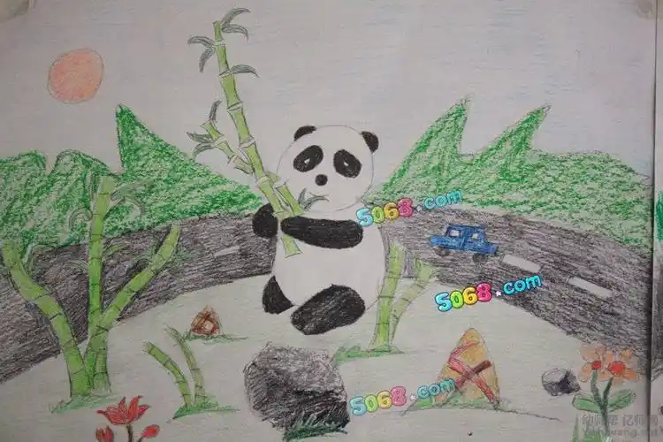 儿童创意蜡笔画大全-叔同画室作品动物园