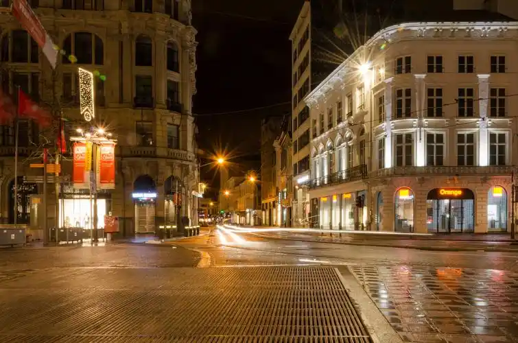 比利时,房屋,antwerpen,街道,晚上,街灯,城市,照片,2560x1695