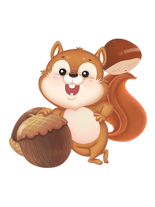 卡通动物形象ip松鼠坚果榛子栗子立体感