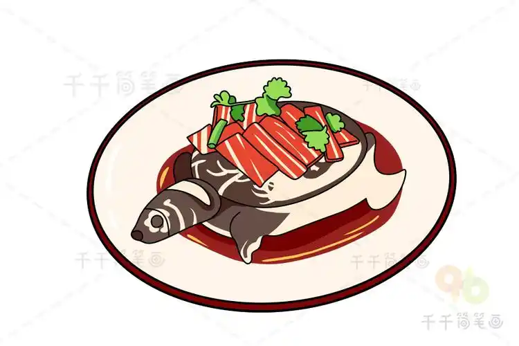 安徽美食火腿炖甲鱼简笔画