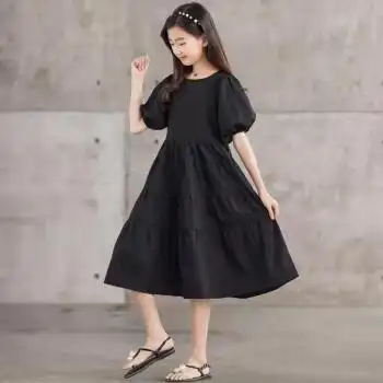 欧玉诗女童连衣裙夏季纯棉运动休闲风女孩小裙子9-12岁15岁中大童小