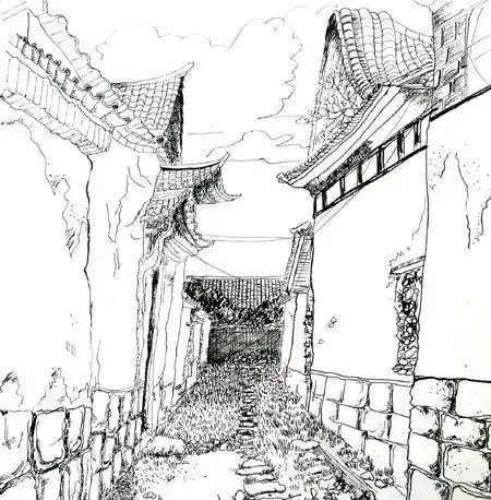 丽江古镇外形简笔画