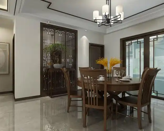 140平米新中式装修效果图 三室装修样板间实景图片 南充嘉陵希望城