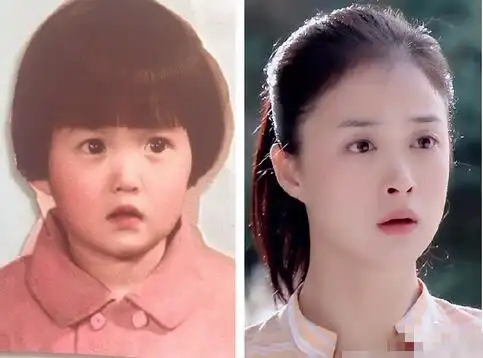 蒋欣在微博晒出了一大批童年和现在的对比照,照片中童年时期的蒋欣也
