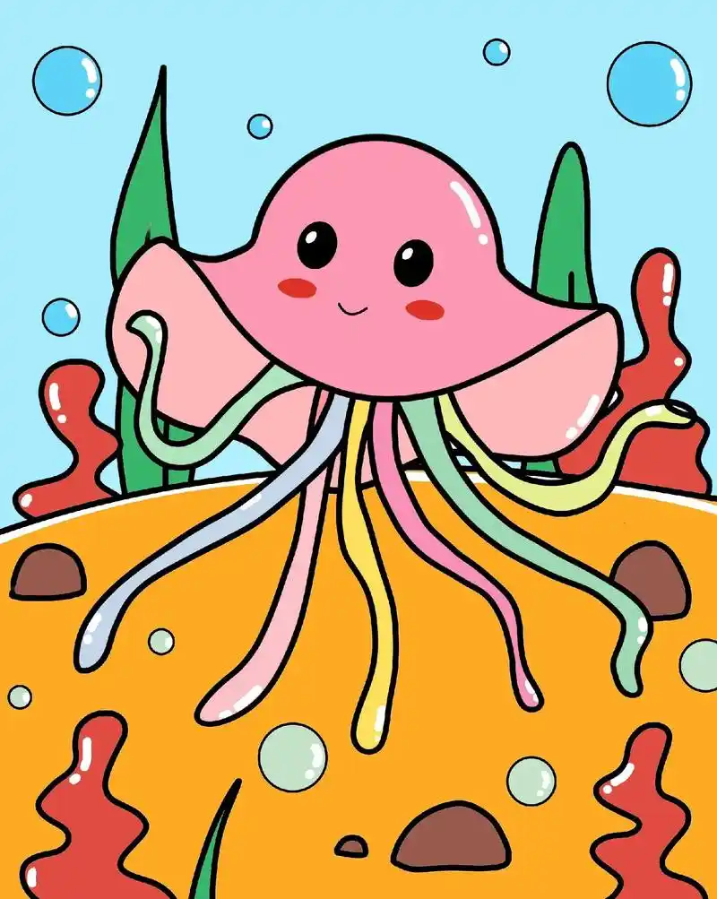 海底世界 小水母儿童简笔画.#简笔画 #儿童画 #简笔画教程 - 抖音