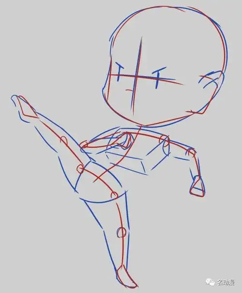 比如q版人物的特点是大头小身子细腿,那我们就可以"压缩"头以下的结构