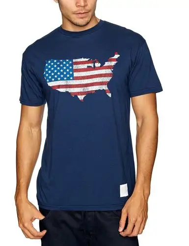 the original 复古品牌美国国旗男式印花男式 t 恤 navy large