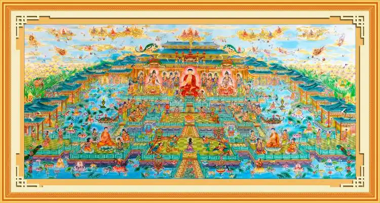 随喜结缘弘佛苑新款佛像十字绣莲池海会西方极乐世界圣众十字绣套件