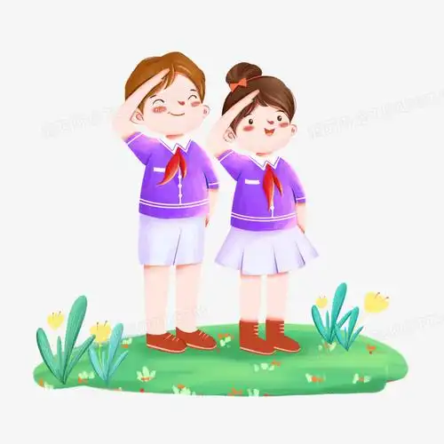 手绘卡通学生敬礼免抠元素