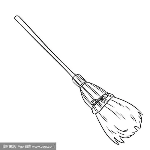 可爱的卡通扫帚涂鸦画.孤立的扫帚的象征
