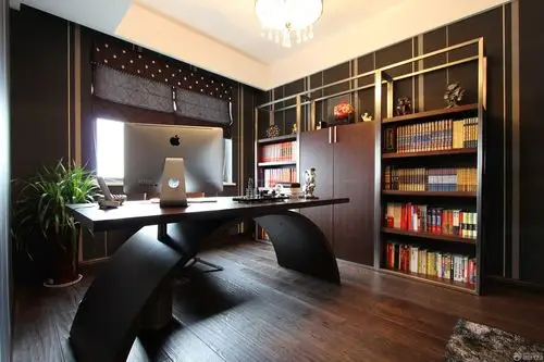 时尚混搭风格书房布置实木家具设计图片