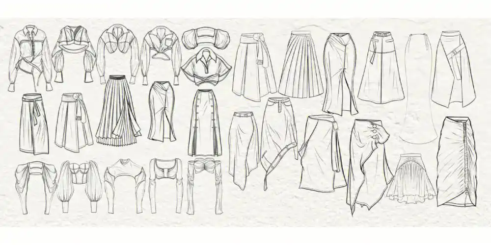 女装正反面款式图线稿分享