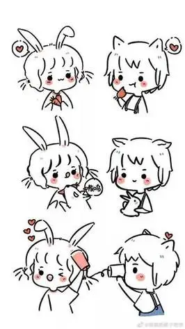 幼儿创意diy卡通画简单几笔画出超可爱的涂鸦简笔画头像手账黑白简笔