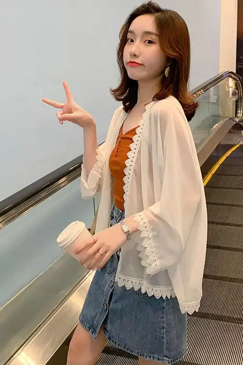 防晒衫女外套夏季新款开衫外搭小披肩薄款雪纺衫百搭仙女气质上衣