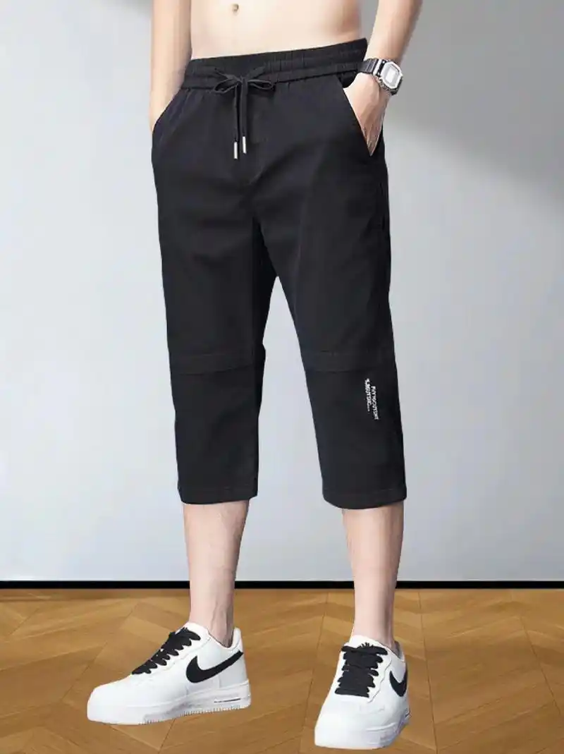 啄木鸟夏季薄款休闲七分裤男士宽松直筒短裤男舒适透气百搭中裤子