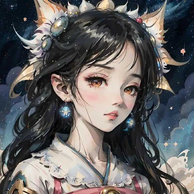 女头梦幻星河.#优质头像 #二次元ai绘画 #动漫女头 #美 - 抖音