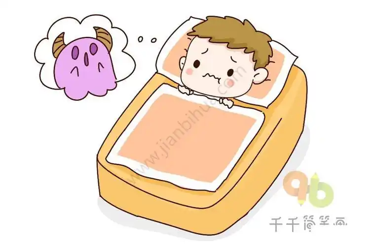 睡觉男孩简笔画做梦的小孩彩色简笔画睡觉的小朋友简笔画手绘可爱小孩