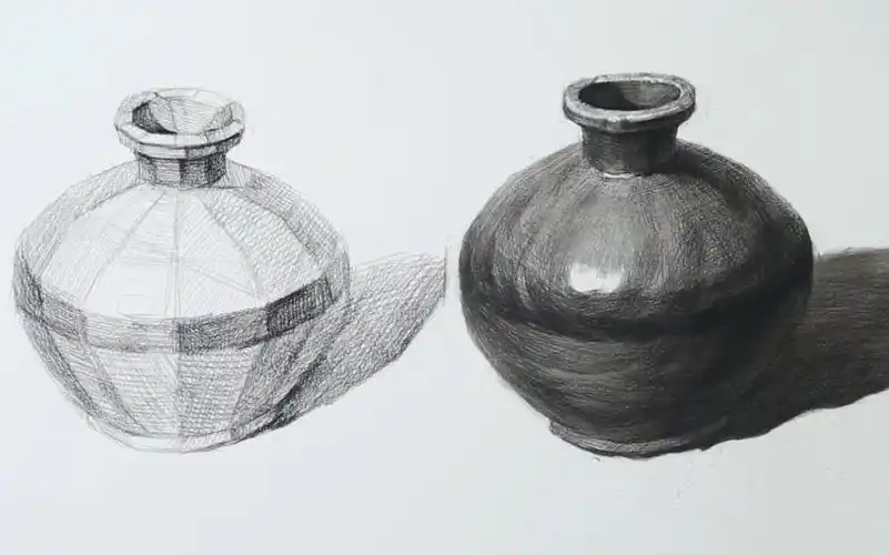 素描静物单体示范-陶罐子 北京华艺名画室