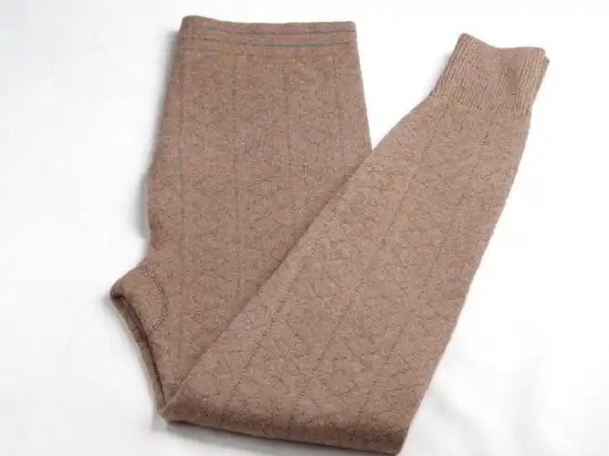 秋冬新款双层中厚加厚男士中老年人花棉毛裤线裤 浅灰色 165(m)