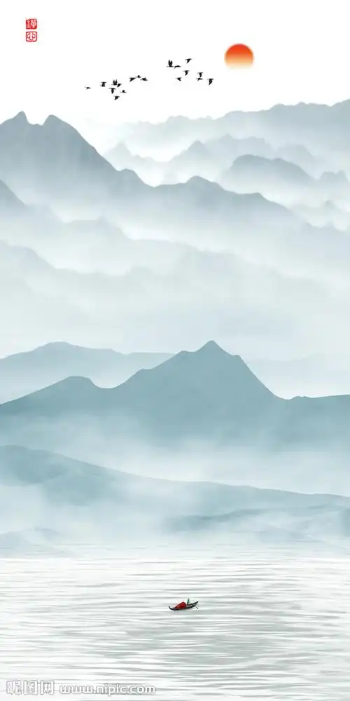 山水画设计图__背景底纹_底纹边框_设计图库_昵图网nipic.com