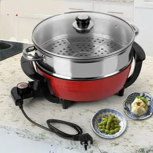 电热锅电蒸锅煮饭锅鸳鸯锅炒烤炖煮熬蒸 直径26cm带蒸笼平底锅1-4人