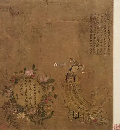 佚名清武则天像镜片设色绢本