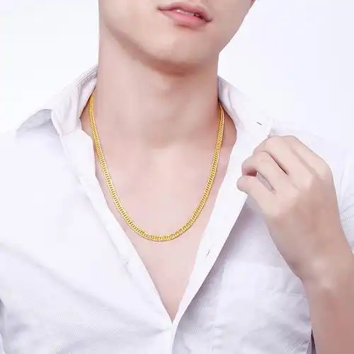9大克重马鞭项链显宽简约素链霸气老板链男士金项链加粗按克 送男友