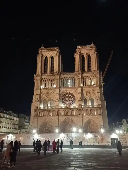 修复中的巴黎圣母院和圣诞集市