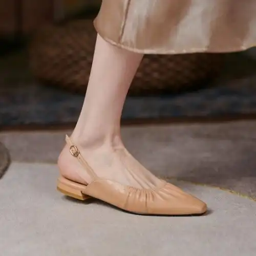 tiauny凉鞋女包头后空2021年夏季舒适百搭低跟仙女风时尚女鞋18062