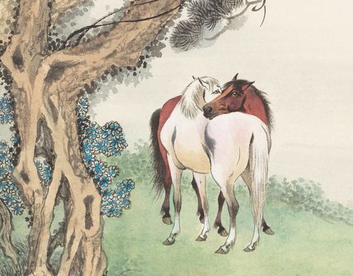 近现代胡成荣八骏图真迹复制画马动物图案高清艺术微喷装饰画国画