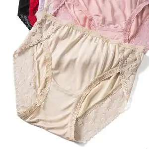 桑蚕丝女内裤真丝针织 蕾丝性感包臀平角内裤