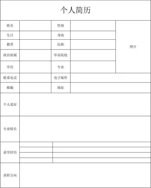 个人简历电子表格