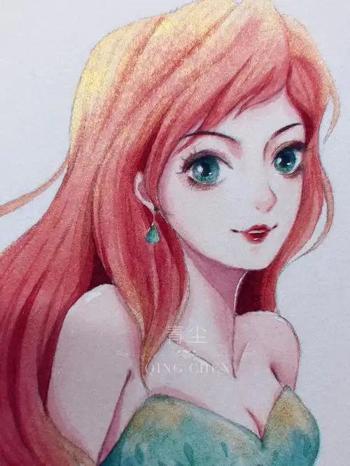 水彩手绘迪士尼公主们