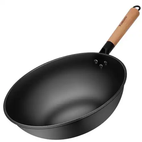 炒锅精铁炒菜锅不粘锅无涂层老式铁锅无油烟电磁炉燃气通用家用