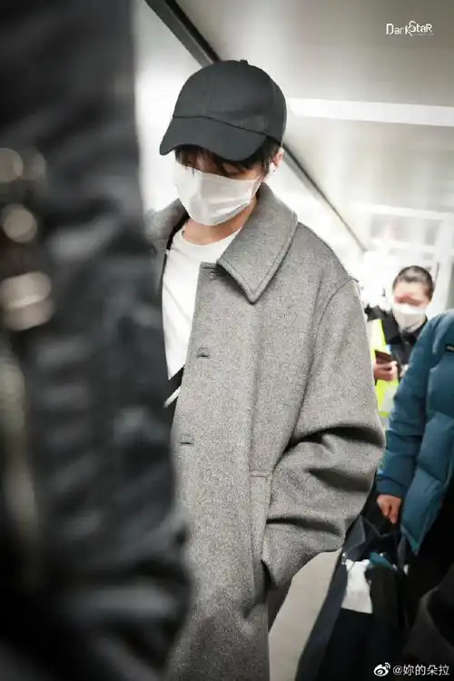 王俊凯灰色大衣机场造型##王俊凯灰色大衣机场出发图