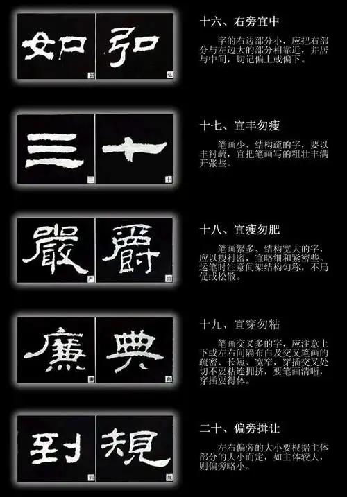 隶书的结构口诀