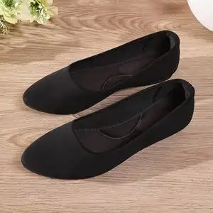 老北京布鞋女夏季平底上班牛筋底软底工作女士黑色春秋豆豆单鞋子