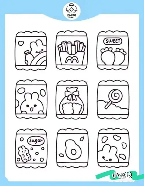 可爱简笔画小零食超多