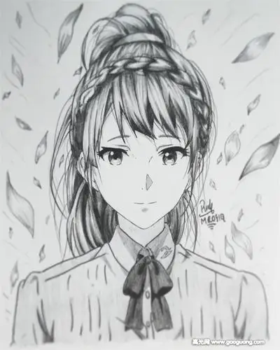 动漫人物铅笔画临摹素材,精致的动漫人物手绘线稿