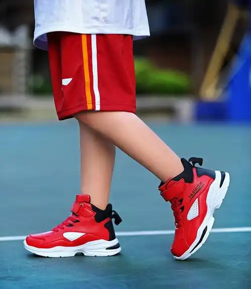 蓝猫 儿童篮球鞋男童鞋子春秋款小学生中大童防滑耐磨透气高帮运动鞋